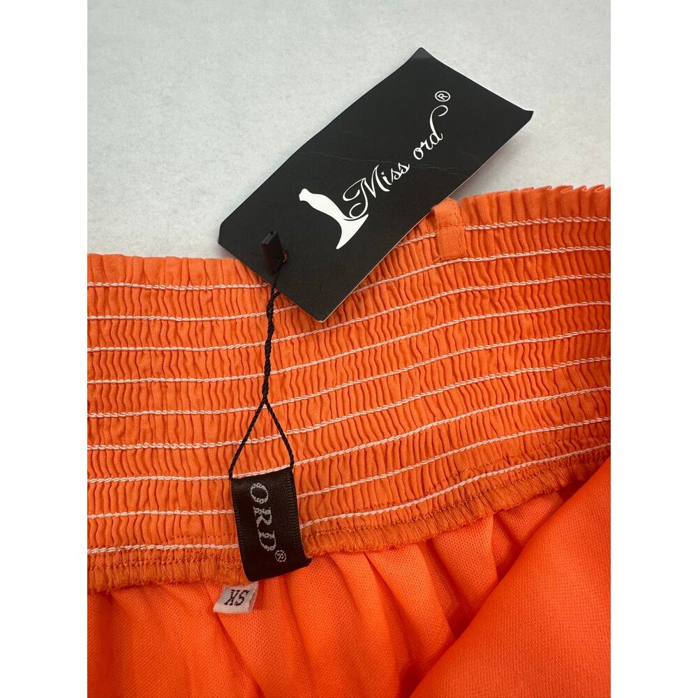 NWT Miss Ord Orange Tiered Ruffle Mini Dress Adjustable Tie Straps Size XS - Picture 5 of 11
